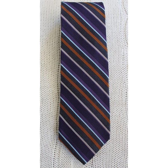 ROBERT TALBOTT Best Of Class Nordstrom Striped Purple Gray Blue Bronze Silk Tie - Picture 1 of 5